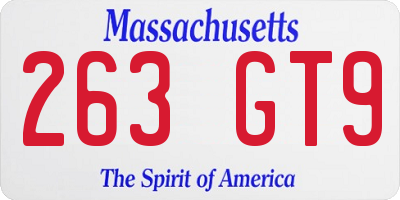 MA license plate 263GT9