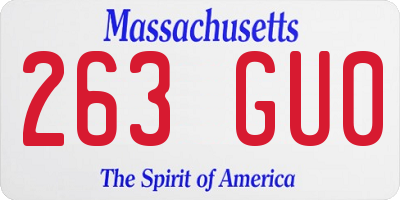 MA license plate 263GU0