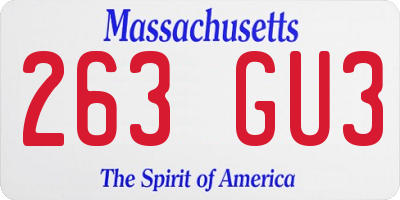 MA license plate 263GU3