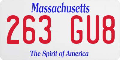MA license plate 263GU8