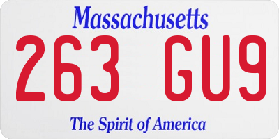 MA license plate 263GU9