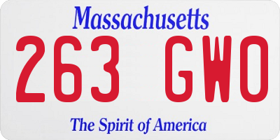 MA license plate 263GW0
