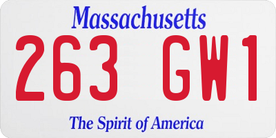 MA license plate 263GW1