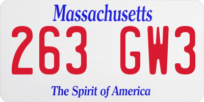 MA license plate 263GW3