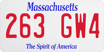 MA license plate 263GW4