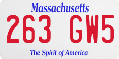 MA license plate 263GW5