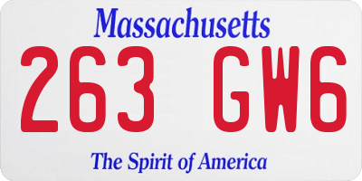 MA license plate 263GW6