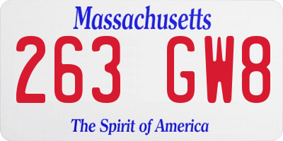 MA license plate 263GW8