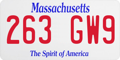 MA license plate 263GW9