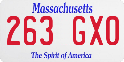 MA license plate 263GX0
