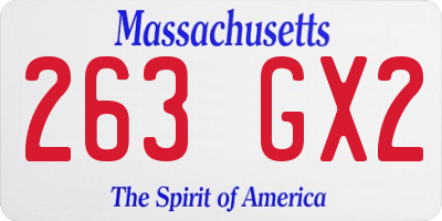 MA license plate 263GX2