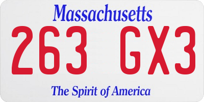 MA license plate 263GX3