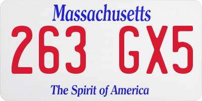 MA license plate 263GX5
