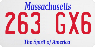 MA license plate 263GX6