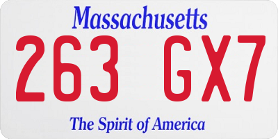 MA license plate 263GX7