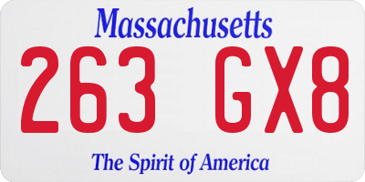 MA license plate 263GX8