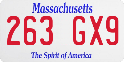 MA license plate 263GX9