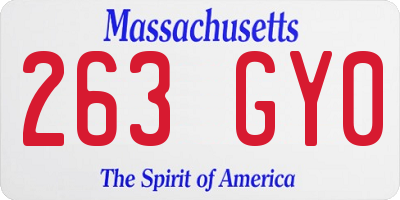 MA license plate 263GY0