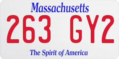 MA license plate 263GY2