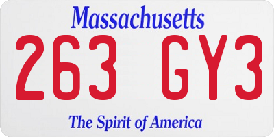 MA license plate 263GY3