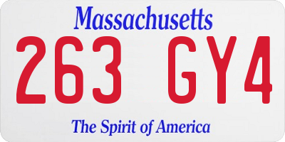 MA license plate 263GY4