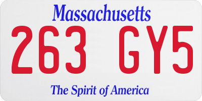MA license plate 263GY5