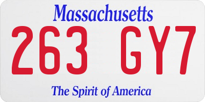 MA license plate 263GY7