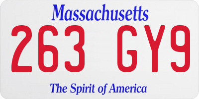 MA license plate 263GY9