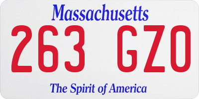 MA license plate 263GZ0