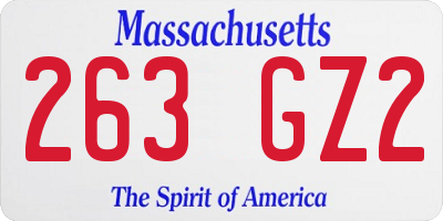 MA license plate 263GZ2