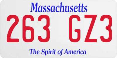 MA license plate 263GZ3