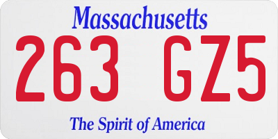 MA license plate 263GZ5