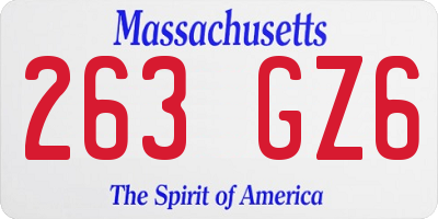 MA license plate 263GZ6