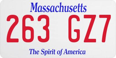 MA license plate 263GZ7