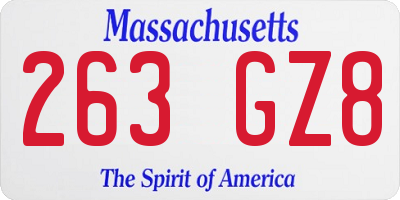MA license plate 263GZ8