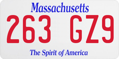 MA license plate 263GZ9