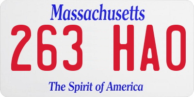 MA license plate 263HA0