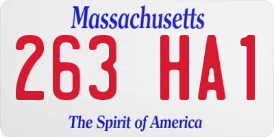 MA license plate 263HA1