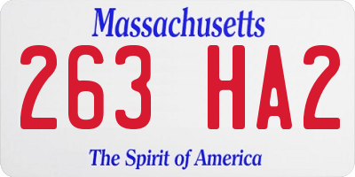 MA license plate 263HA2