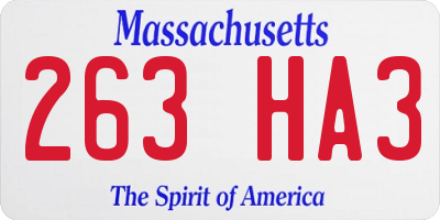 MA license plate 263HA3