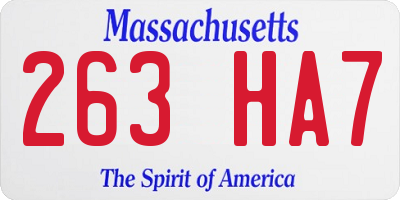 MA license plate 263HA7