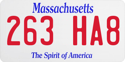 MA license plate 263HA8