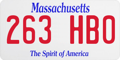 MA license plate 263HB0