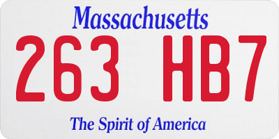 MA license plate 263HB7