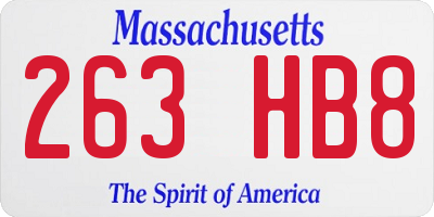 MA license plate 263HB8