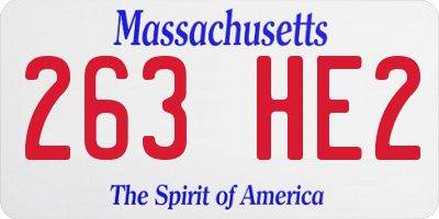 MA license plate 263HE2