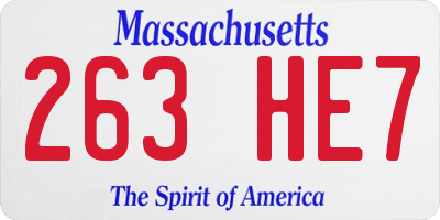 MA license plate 263HE7