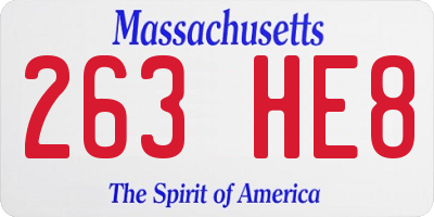 MA license plate 263HE8