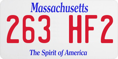 MA license plate 263HF2