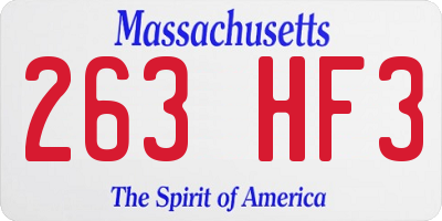 MA license plate 263HF3
